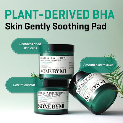 AHA BHA PHA 30 Days Miracle Truecica Clear Pad – 70 Pads – Korean Exfoliating Centella Face Toner Pads – Gently Clears Impurities, Refines Pores & Smooths Skin Texture – Korean Skin Care