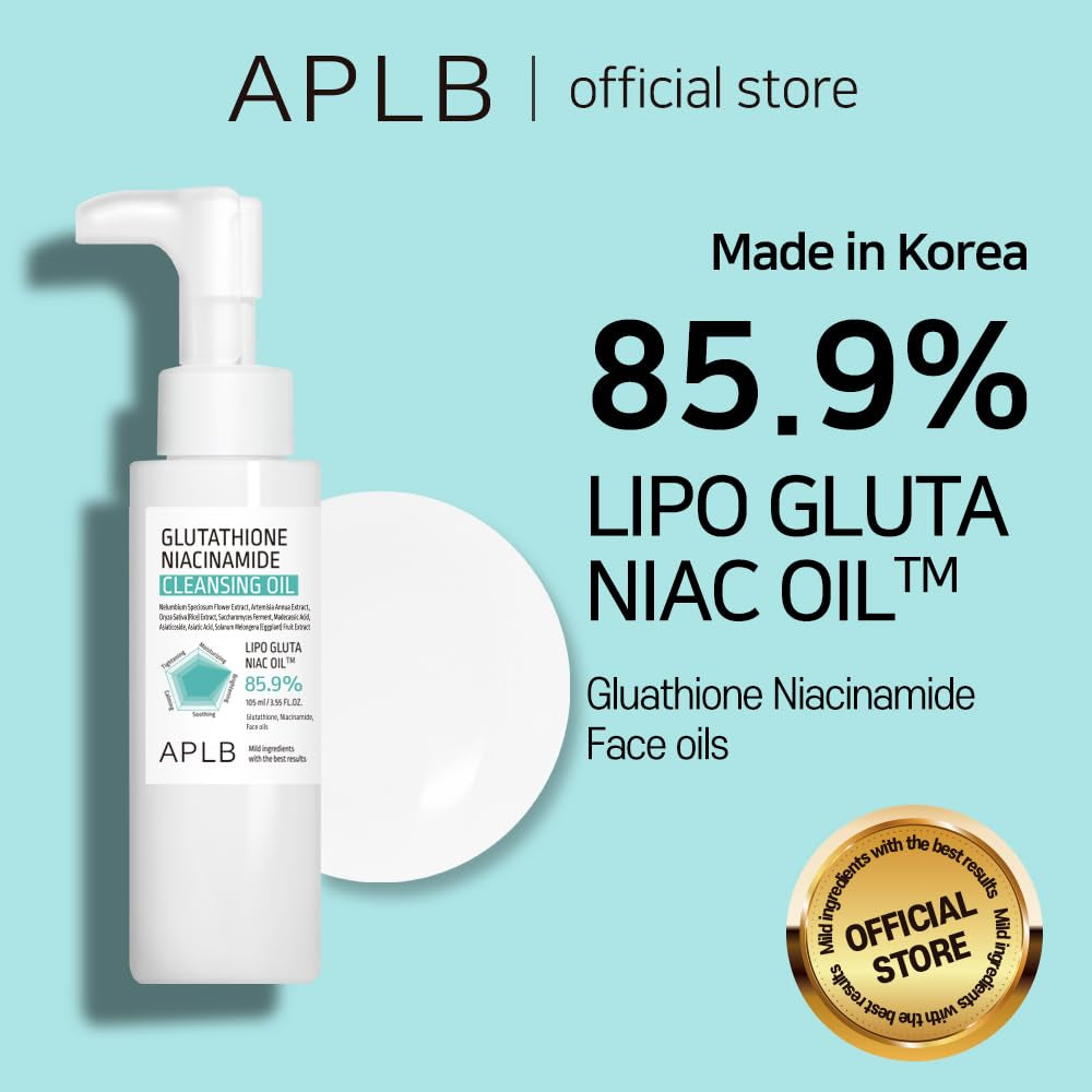 Glutathione Niacinamide Cleansing Oil | LIPO GLUTA NIAC OIL™ 85.9% 3.55 Fl.Oz/Korean Skincare, Makeup Remover for Sensitive Skin, Moisturize, Blackhead Care