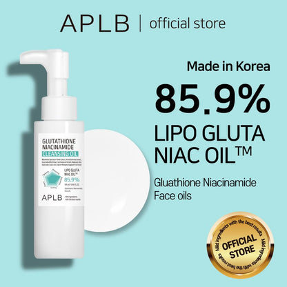 Glutathione Niacinamide Cleansing Oil | LIPO GLUTA NIAC OIL™ 85.9% 3.55 Fl.Oz/Korean Skincare, Makeup Remover for Sensitive Skin, Moisturize, Blackhead Care