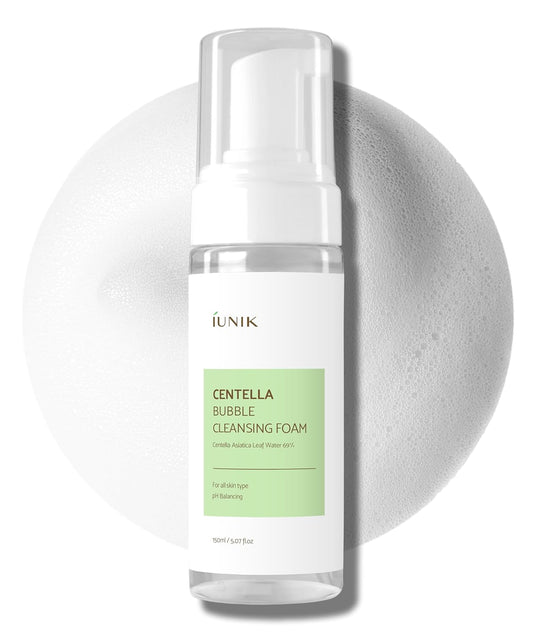 Centella Bubble Foaming Vegan Facial Cleanser - 69% Centella Asiatica Extract, Soothing, Moisturizing, Exfoliating, Removes Pore Blackheads, Whiteheads, 5.07 Fl Oz