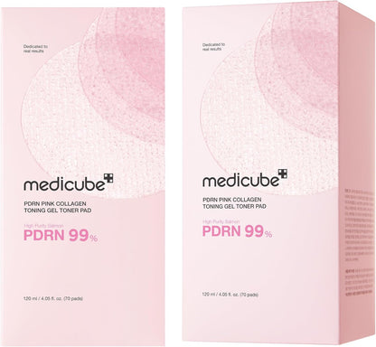 Salmon DNA PDRN Pink Collagen Jelly Pad | Korean Gel Toner Pads with Niacinamide, Madecassoside, Retinol | Soothing, Radiance & Uneven Skin Tone | Korean Skin Care | 70Pads
