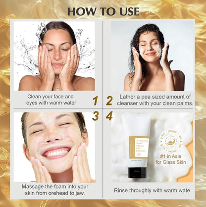 Advanced Snail Mucin Gel Cleanser, 5.07 Fl Oz/150 Ml Rich Daily Deep Cleansing for Dry & Sensative Skin Luxury Korean Skincare Not Tested on Animals No Parabens