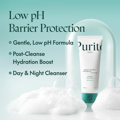 Mighty Bamboo Panthenol Cleanser, Gentle Face Wash for Moisturizing, Makeup Remover, for Sensitive Skin, Vegan & Cruelty-Free Face Cleanser150Ml / 5.07 Fl. Oz.