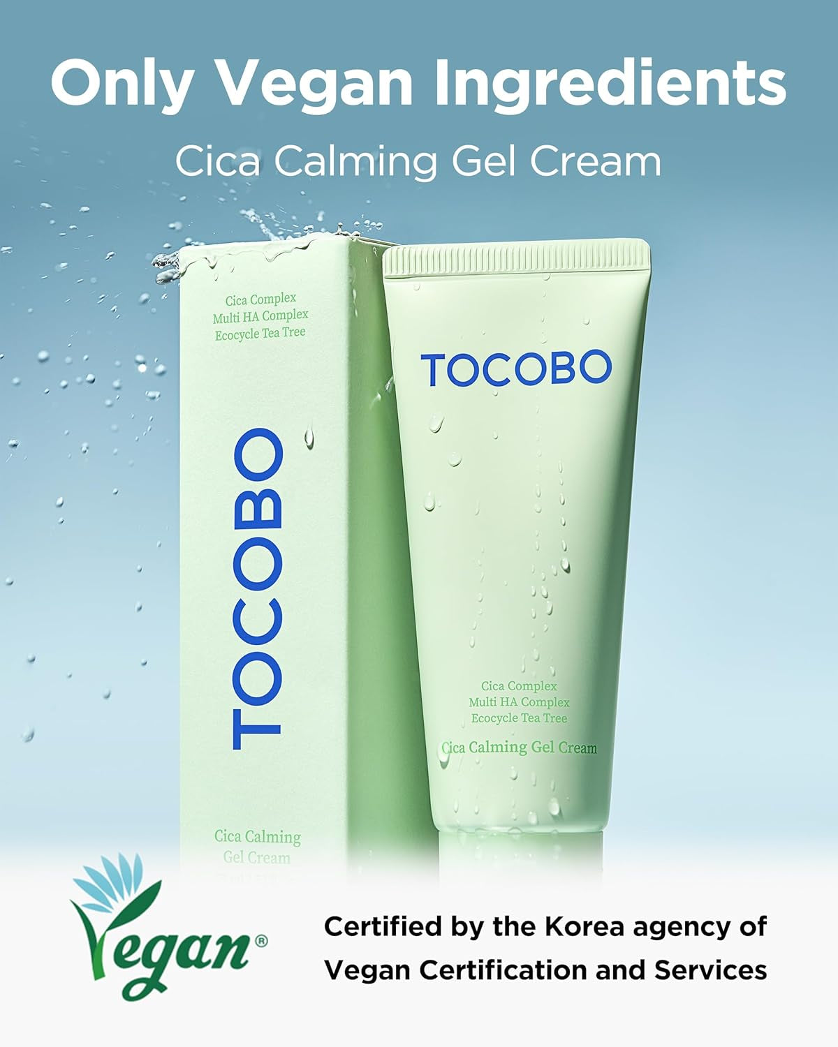 Cica Calming Gel Cream – Korean Vegan Soothing Moisturizer with Cica, Hyaluronic Acid & Tea Tree – Lightweight Non-Sticky Pudding Gel for Sensitive Skin, 24-Hour Hydration Barrier, 2.37 Oz.