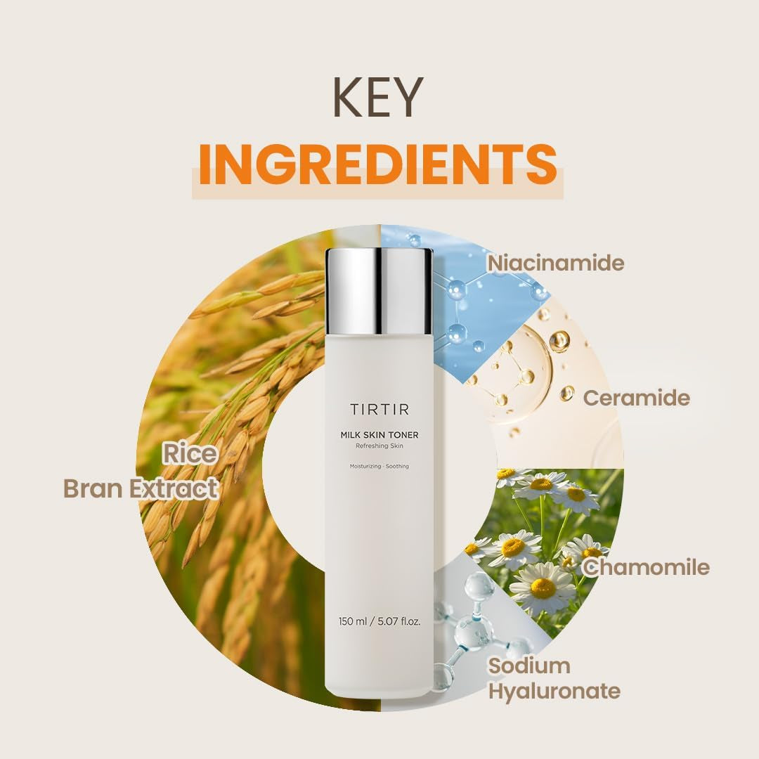 Milk Skin Rice Toner - Deep Moisturizing, Hydrating and Refreshing for Face, Niacinamide, Ceramide, Rice Bran Extract, Nature-Oriented Ingredients, Korean Skin Care, Vegan, 150Ml / 5.07 Fl.Oz.