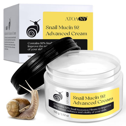 Snail Mucin 92% Repair Serum Cream - Face Moisturizer Hydrating anti Age Firming Wrinkle Reduction Daily Repair Snail Mucin Face Cream for Dry & Sensitive Skin, All Skin Types-100 G/3.52 Oz