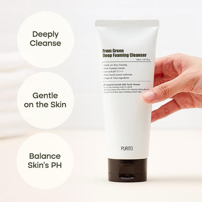 from Green Deep Foaming Cleanser 150Ml / 5.07 Fl.Oz, Ph 5.5, Plant-Based, Natural Ingredients, Cruelty-Free, Vegan