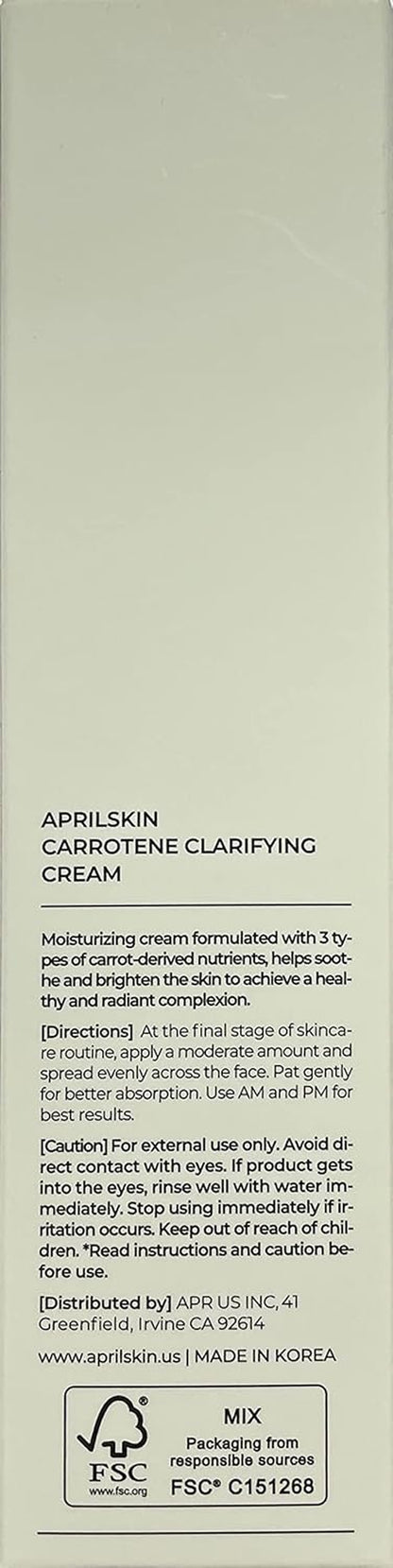 Carrotene Clarifying Cream | Oily, Sensitive, Blemish-Pron Skin| Removes Blemishes, Balancing & Skin Protecting with M-Peptide | 2.02 Oz | No Sulfates and Artificial Fragrance