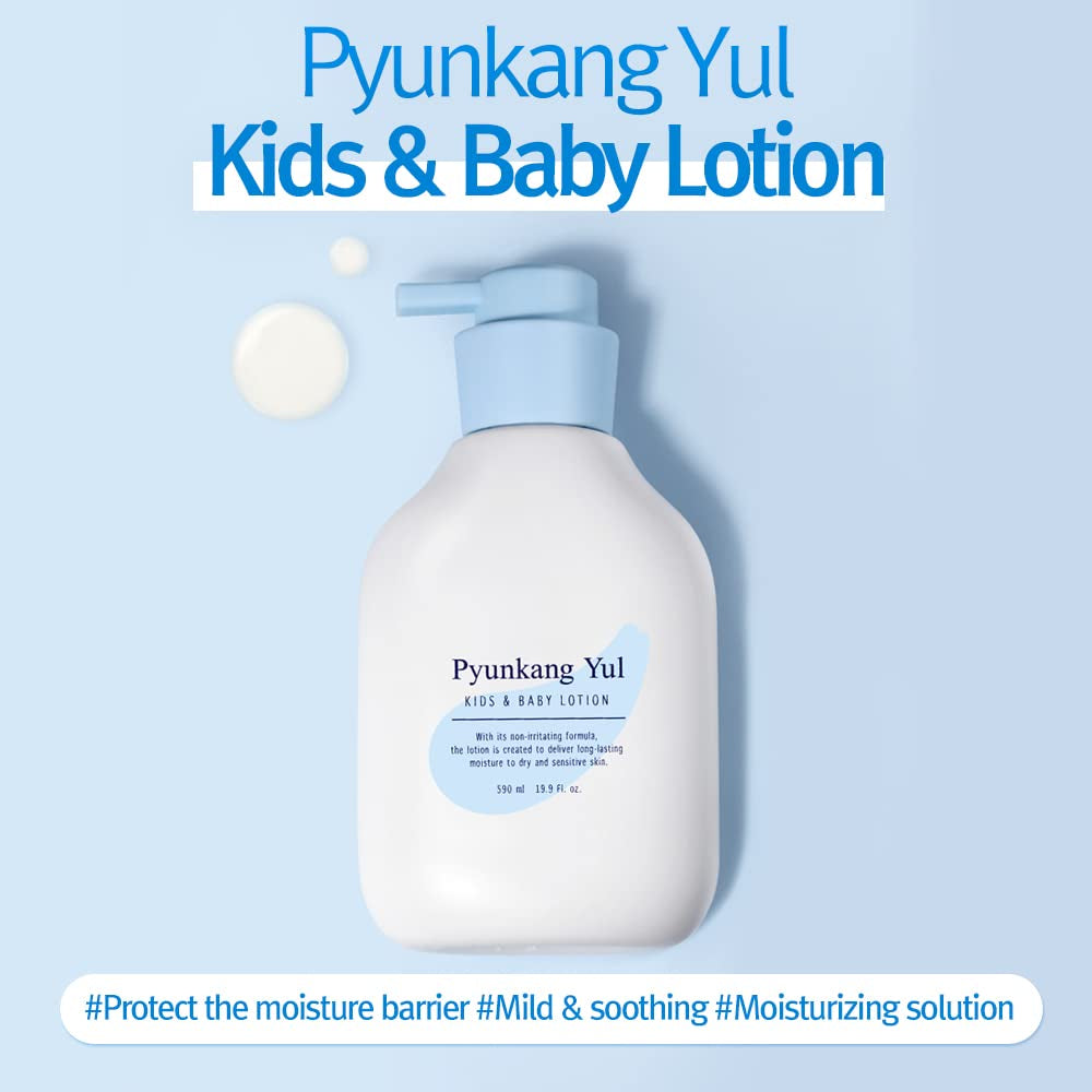 PKY Kids & Baby Lotion Moisturizer with Ceramide, Hyaluronic Acid, Lecithin, Cica, Calming, Hydrating, Soothing, Moisturizing Cream for All Skin Types, Fragrance Free, 19.9 Fl.Oz. 590Ml.