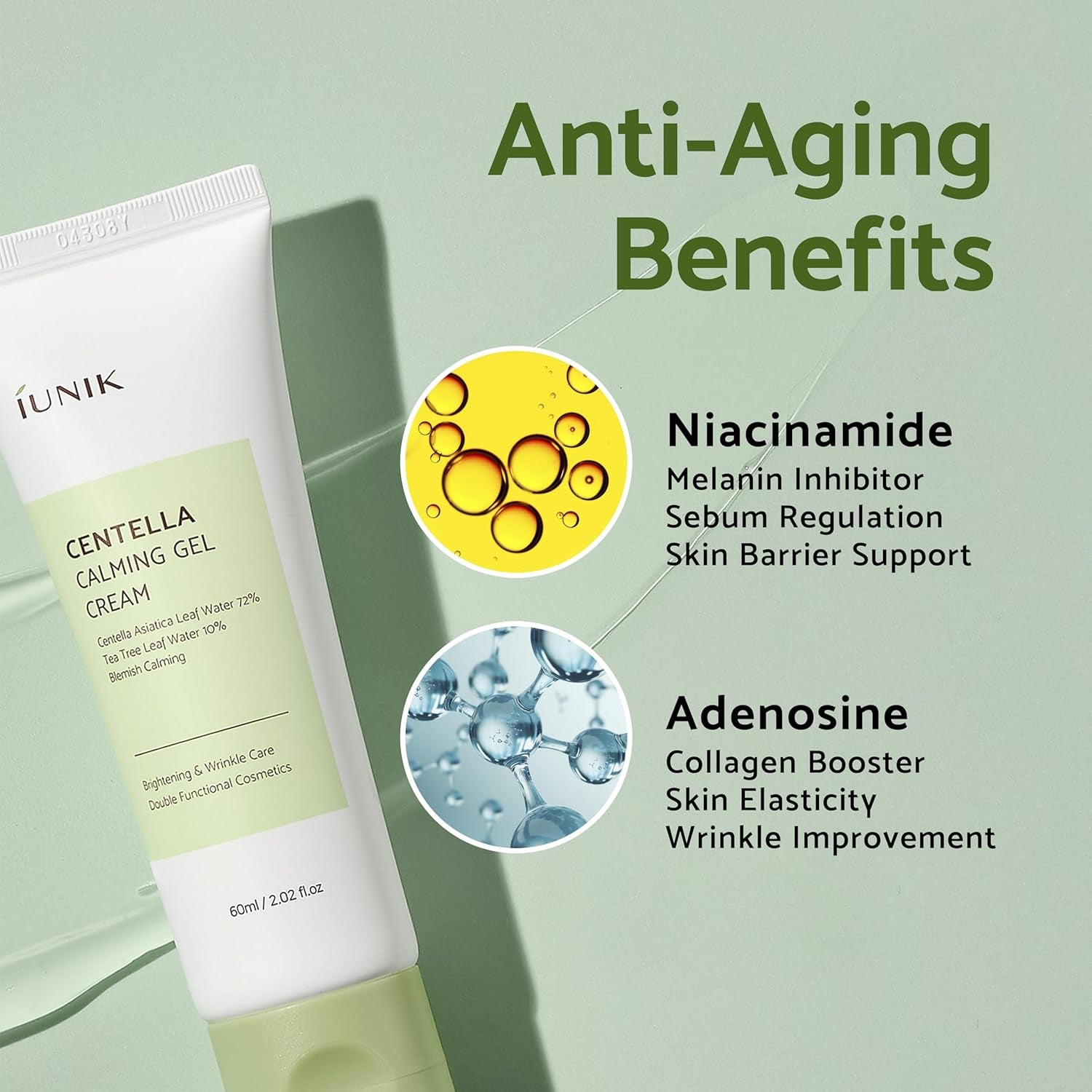 Centella 70% Calming Gel Cream Vegan Non-Sticky Moisturizing Blemish Care W/Centella Asiatica Tea Tree 10% Soothes Acne Rosacea Oily & Sensitive Skin Korean Skincare BOGO 1+1