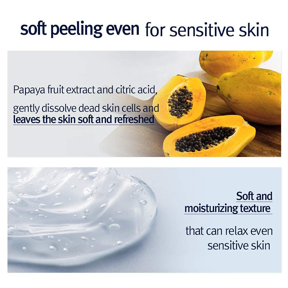 PKY Peeling Gel with Immediate Visible Effect, Mild and Smooth Face Scrub with Papaya and AHA, Zero-Irritation, Korean Skincare (3.4 Fl.Oz, 100Ml)