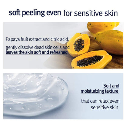 PKY Peeling Gel with Immediate Visible Effect, Mild and Smooth Face Scrub with Papaya and AHA, Zero-Irritation, Korean Skincare (3.4 Fl.Oz, 100Ml)
