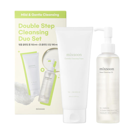 Cleansing Set - Centella Foam 5.07 Fl. Oz / 150Ml & Bean Oil 6.59 Fl. Oz / 195Ml (Double Cleansing Set) Korean Glass Skin Care
