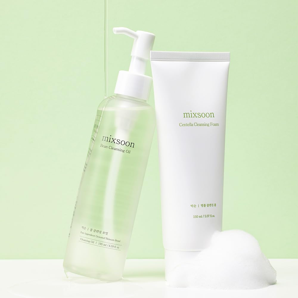 Cleansing Set - Centella Foam 5.07 Fl. Oz / 150Ml & Bean Oil 6.59 Fl. Oz / 195Ml (Double Cleansing Set) Korean Glass Skin Care