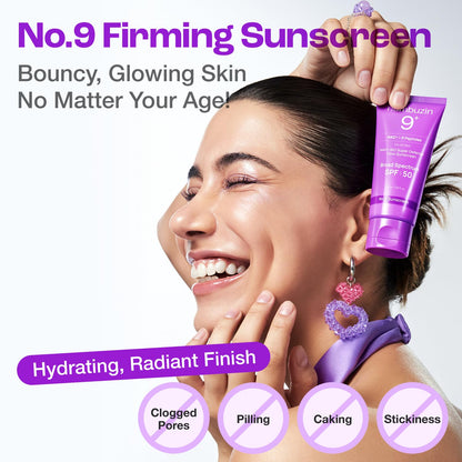No.9 Sunscreen | Super Defense Glow Sunscreen | Broad Spectrum SPF 50 | for All Skin Types & Skin Tones | Glowing, Dewy Finish, Water-Resistant | No White Cast, Korean Skincare | 1.69 Fl. Oz.