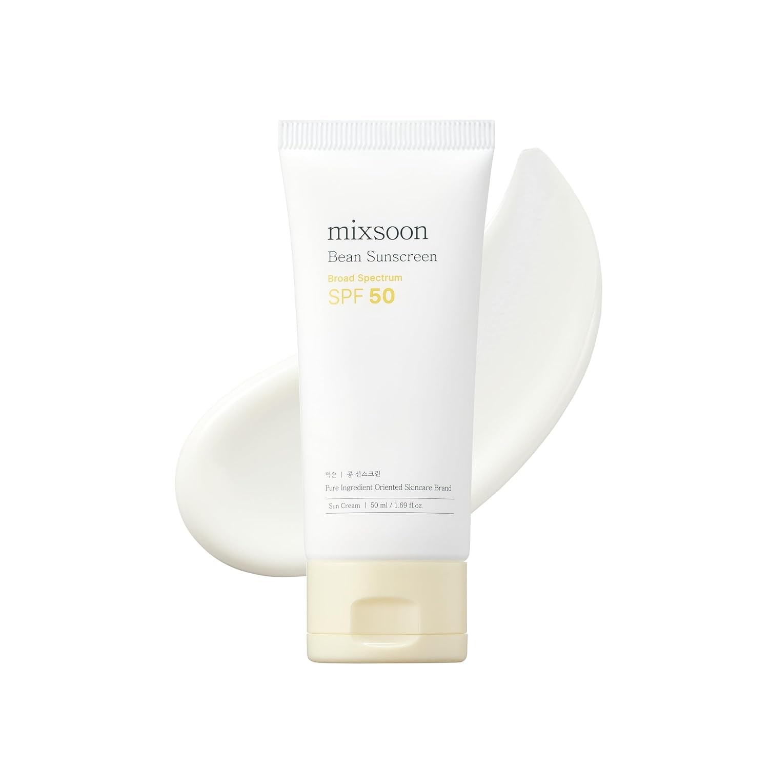 Bean Sunscreen 1.69 Fl. Oz. / 50Ml SPF 50 Airy Texture Type Lightweight No White Cast for Face Korean Glass Skin Care