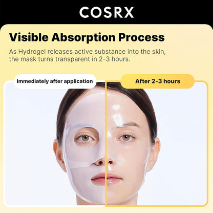 Advanced Snail Mucin Glass Glow Hydrogel Face Masks Skincare 3 EA, Collagen Face Mask, Travel Essentials, Overnight Face Mask, Korean Skin Care