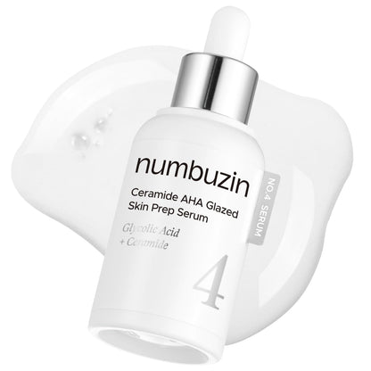 No.4 Serum | Ceramide AHA Glazed Skin Prep Serum | Exfoliating, Skin Barrier Repair, Face Peel, Korean Glass Face | Glycolic Acid, PHA, Ceramides, Panthenol | 1.01 Fl.Oz