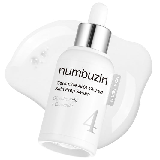 No.4 Serum | Ceramide AHA Glazed Skin Prep Serum | Exfoliating, Skin Barrier Repair, Face Peel, Korean Glass Face | Glycolic Acid, PHA, Ceramides, Panthenol | 1.01 Fl.Oz