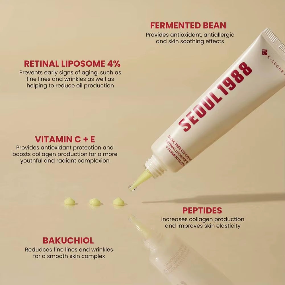 Korean Seoul 1988 Serum Retinol Black Ginseng Essence ,Facial Essence Eye Cream, anti Aging Moisturizing Snail Cream Skin Care