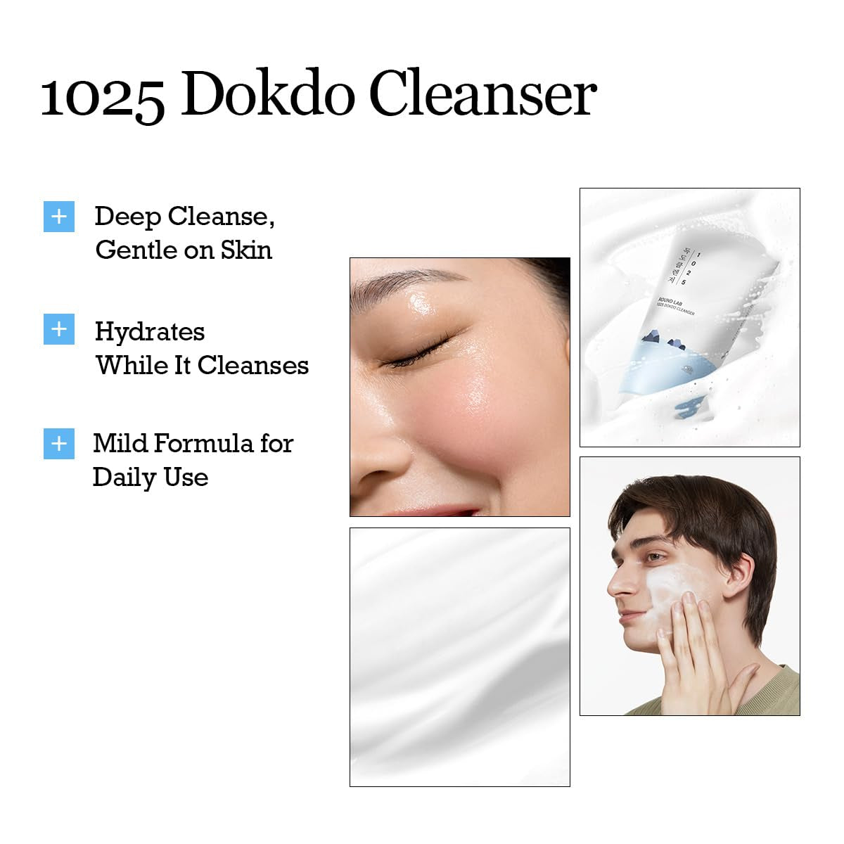 1025 Dokdo Cleanser 5.07 Fl Oz, Low Ph Facial Cleanser for Sensitive Skin, Rich Soft Bubbles for Deep Cleansing and Makeup Removal, Hydrating Face Wash with Deep Sea Water, Korean Skin Care