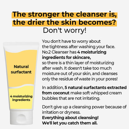 No.2 Cleansing Foam | Deep Clean Fresh Cream Cleanser | Foam Cleanser, Gentle Exfoliation, Deep Cleansing, Natural Ingredients | Blackheads, Excess Oil, Dead Skin Cells | 4.05 Fl. Oz.