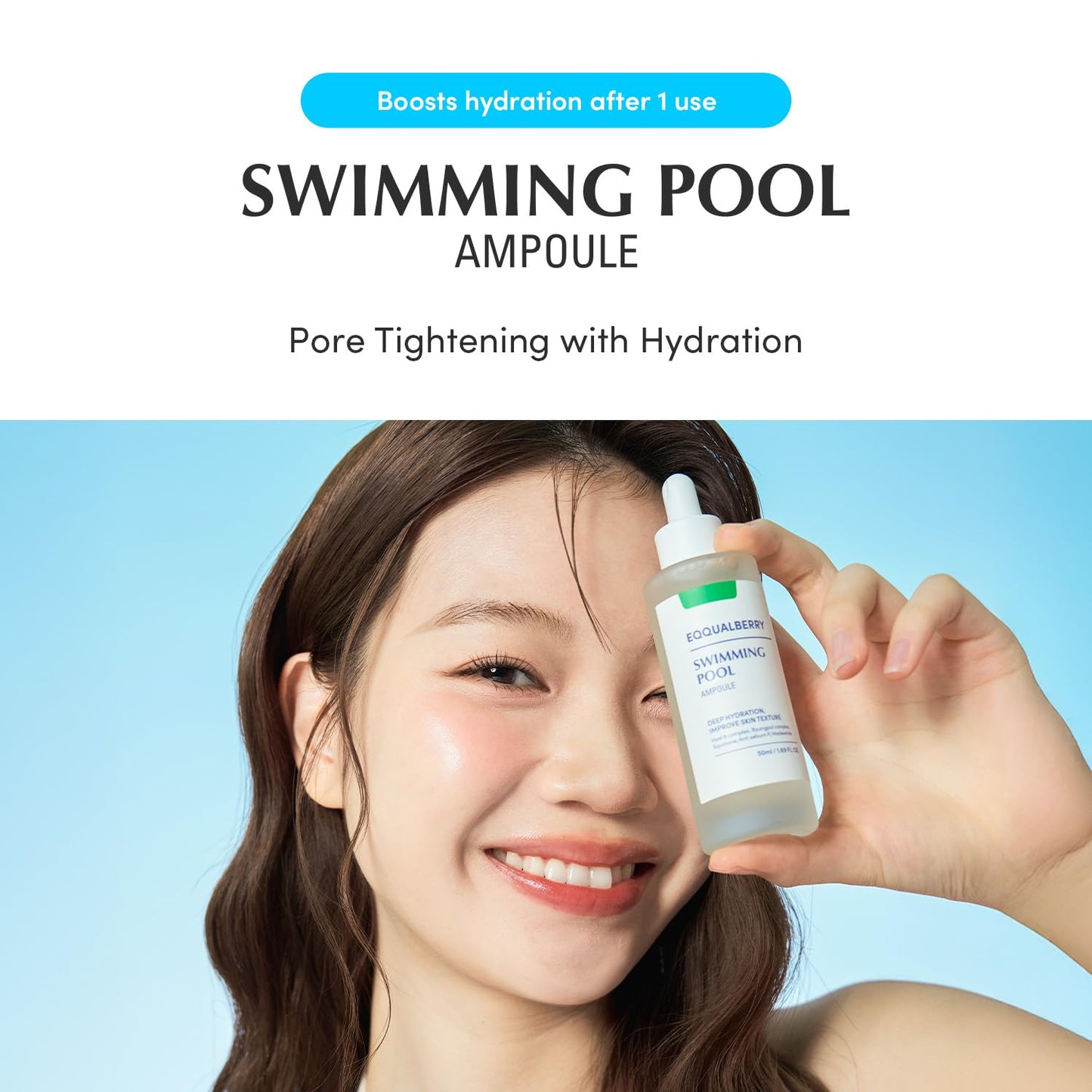 Swimming Pool Ampoule - Hyaluronic Acid Serum for Glass Skin | Deep Hydration and Soothing with CICA Extracts | Korean Skin Care Serum, 1.69 Fl. Oz. 50Ml