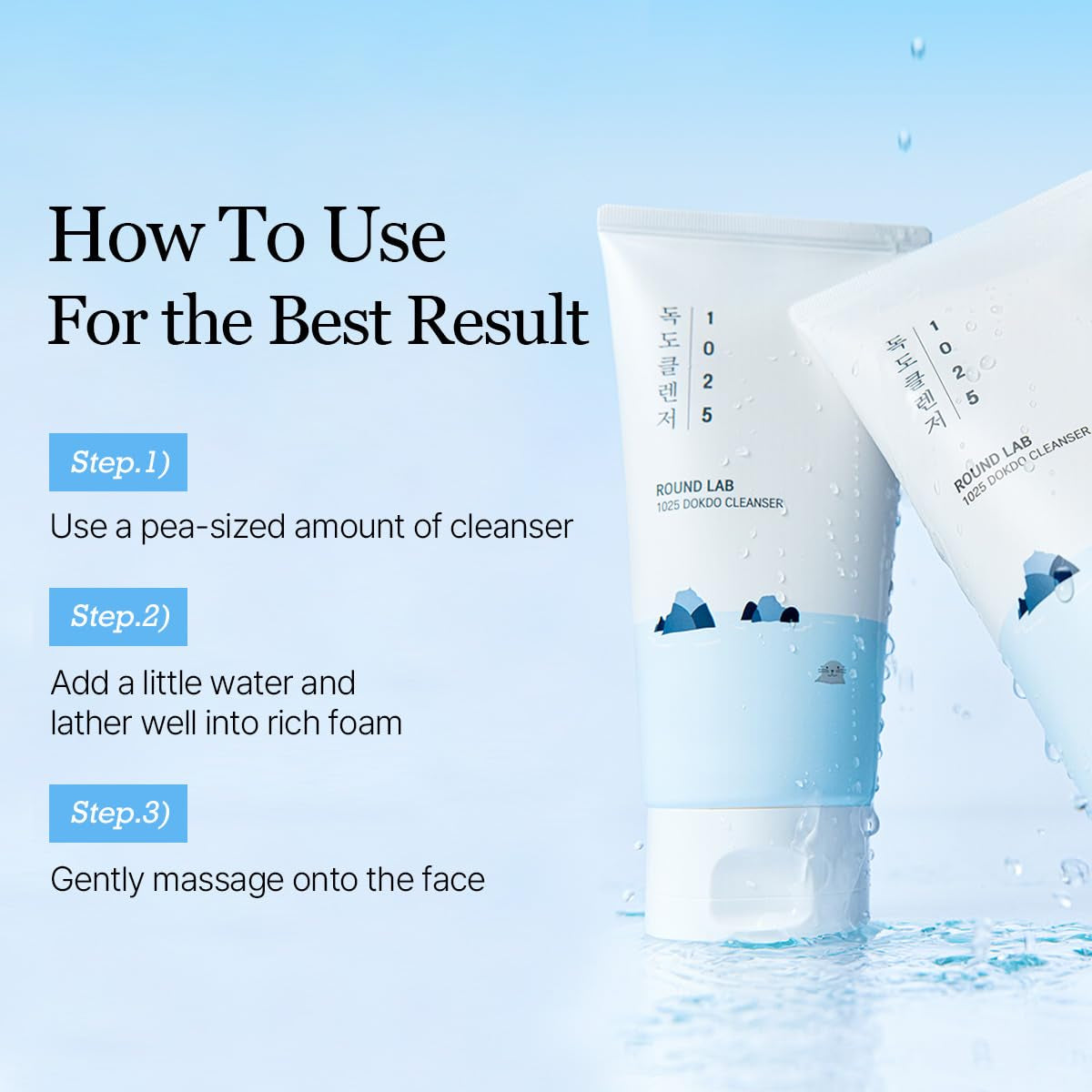 1025 Dokdo Cleanser 5.07 Fl Oz, Low Ph Facial Cleanser for Sensitive Skin, Rich Soft Bubbles for Deep Cleansing and Makeup Removal, Hydrating Face Wash with Deep Sea Water, Korean Skin Care