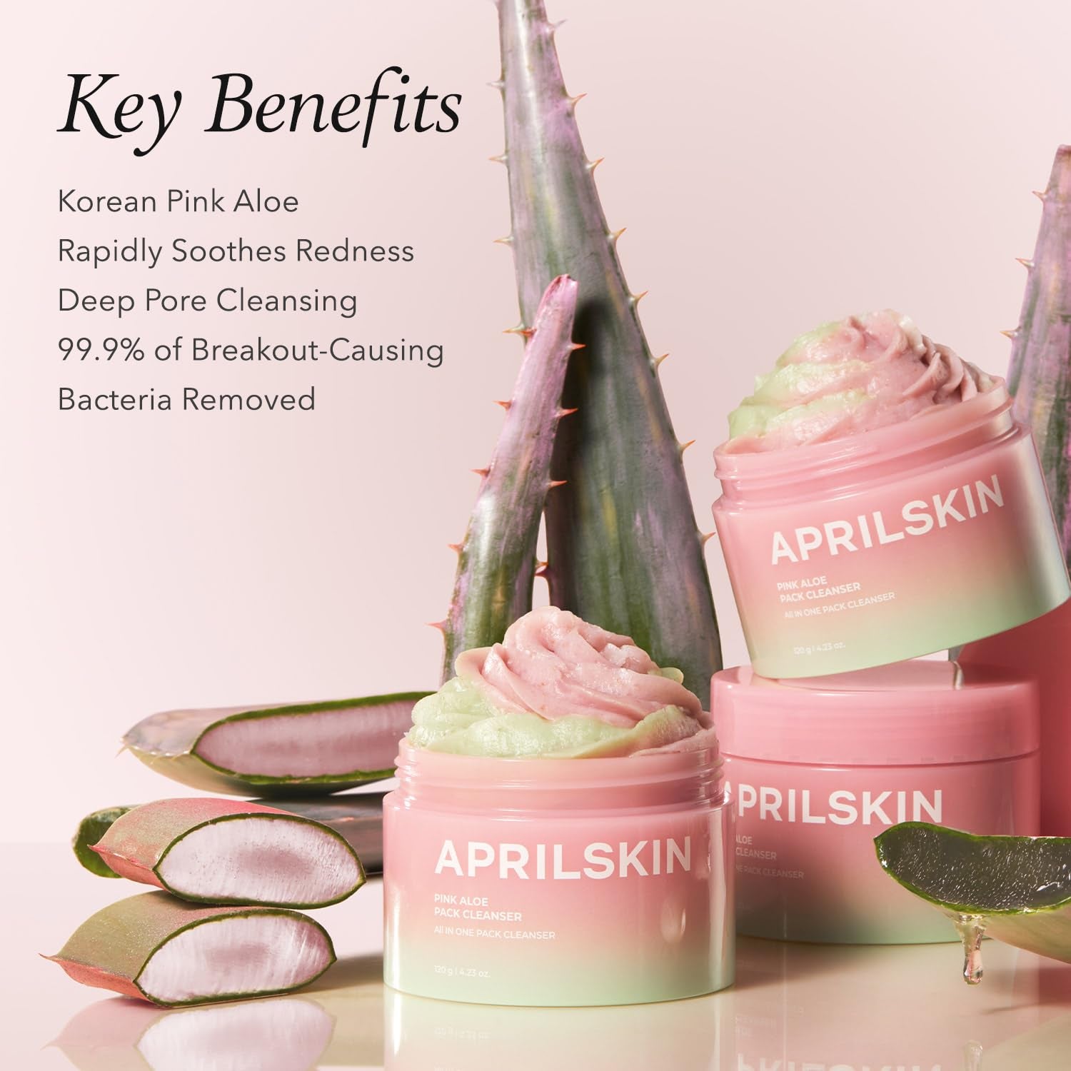 Pink Aloe Facial Polish Cleanser | Gentle Exfoliation with Mungbean & Soybean Scrub | Removes Waterproof Makeup & Sunscreen | Non-Comedogenic Cleanser for All Skin Types | Korean Skincare