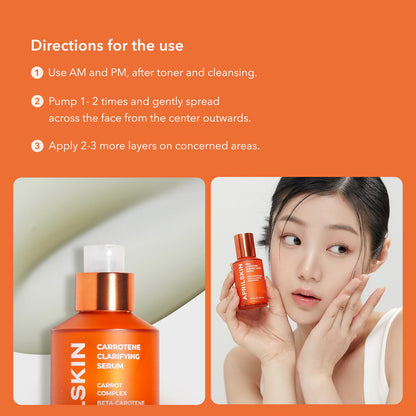 Carrotene Clarifying Facial Serum | Vegan, Non-Comedogenic | Blemish Clear, Dark Spot Corrector | Korea Skincare | Oily Skin, Sensitive Skin, Bumpy Skin | 1.25 Fl.Oz