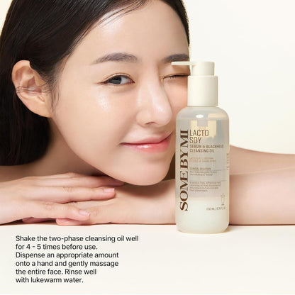 Lacto Soy Sebum & Blackhead Cleansing Oil – 6.76Oz, 200Ml – Korean Vegan Makeup-Removing Oil Cleanser with Soybean Extract & Serine – Deep Cleansing for Blackheads & Pore – Korean Skin Care