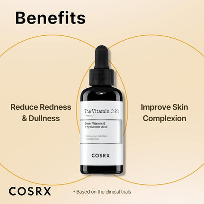 Pure Vitamin C 23% Serum with Vitamin E & Hyaluronic Acid, Brightening & Hydrating Facial Serum for Fine Lines, Uneven Skin Tone & Dull Skin, 0.7Oz/20G, Korean Skin Care