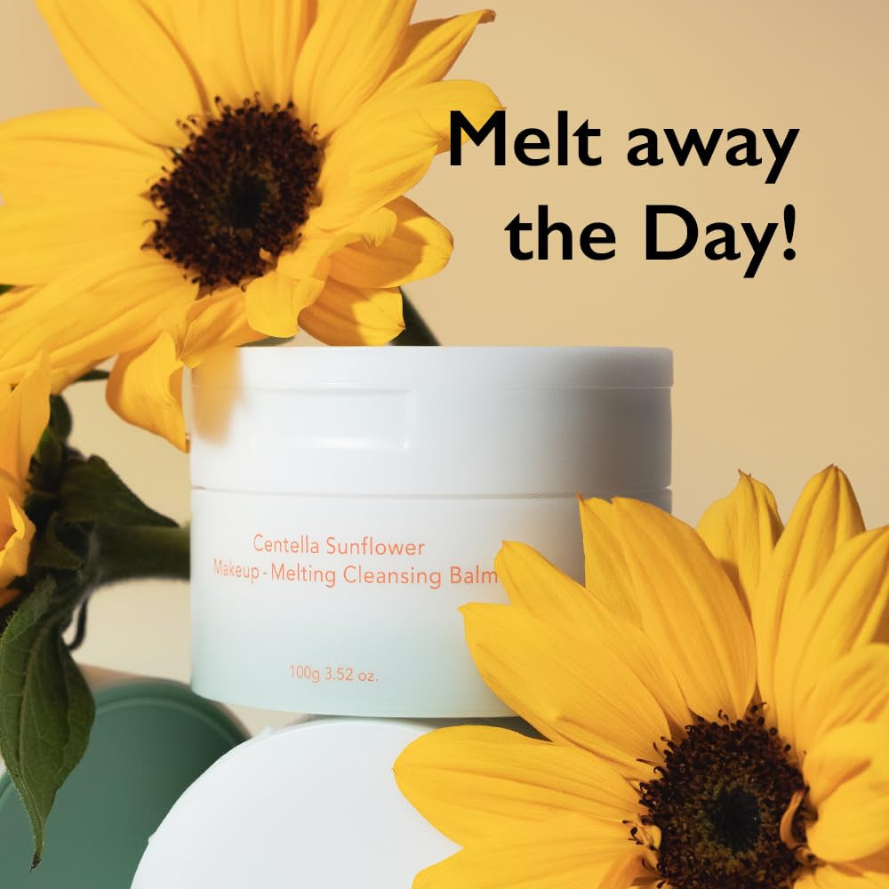 Wonder Centella Sunflower Makeup-Melting Cleansing Balm 3.52 Oz., Facial Cleanser for Heavy Makeup Removal, Korean Skincare