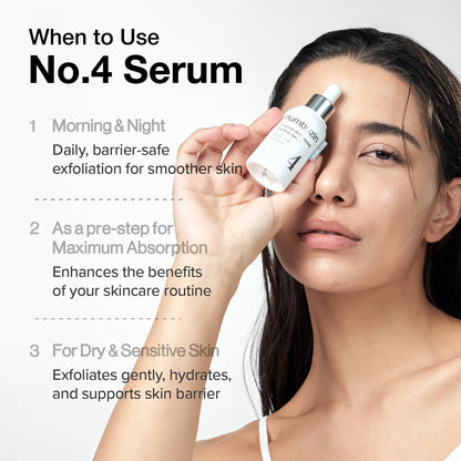 No.4 Serum | Ceramide AHA Glazed Skin Prep Serum | Exfoliating, Skin Barrier Repair, Face Peel, Korean Glass Face | Glycolic Acid, PHA, Ceramides, Panthenol | 1.01 Fl.Oz