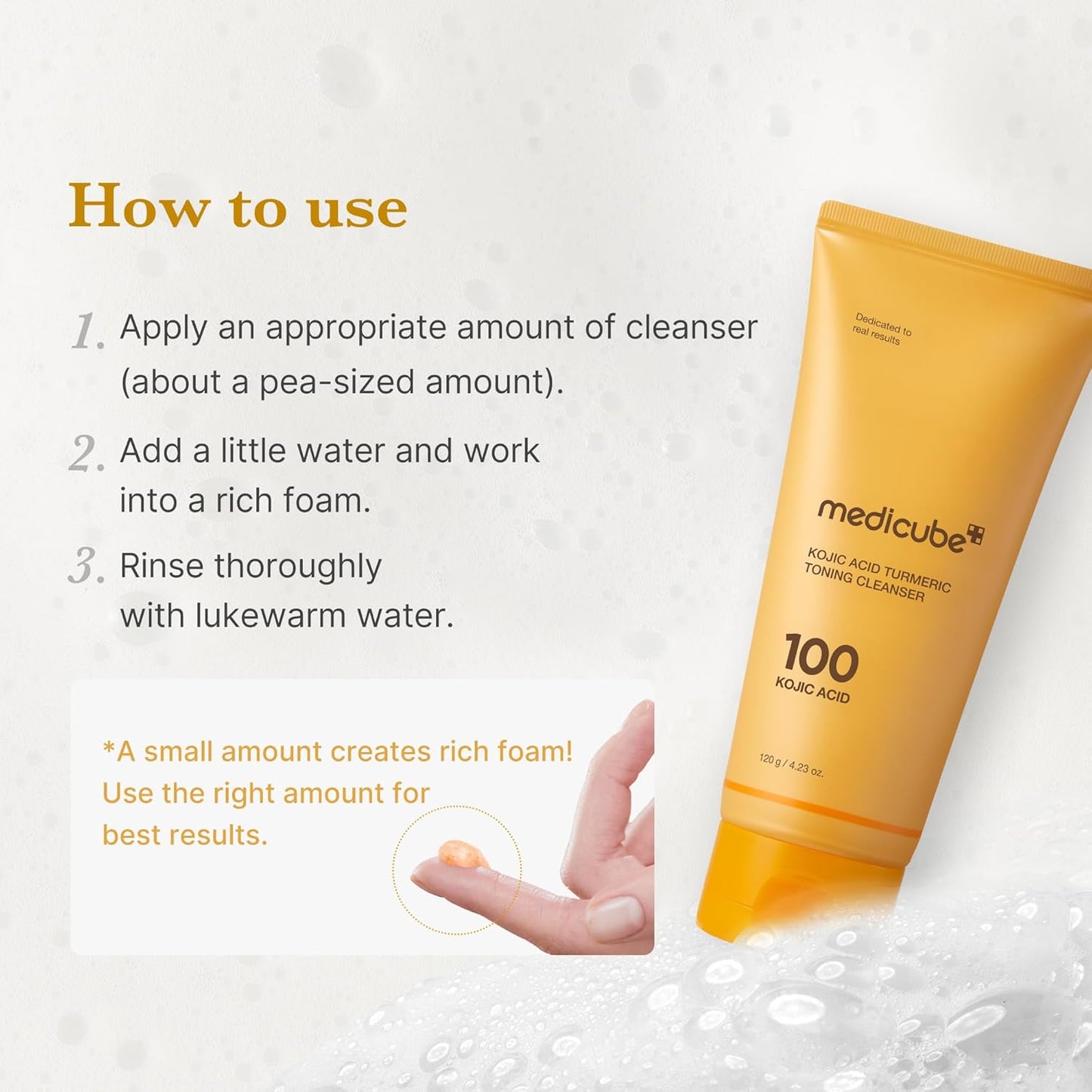 Kojic Acid Turmeric Whip Cleanser | Daily Facial Cleanser for Brightening, Balancing Skin Tone & Texture | Fade Appearance of Uneven Patches & Ideal for Use after Spot Care | Korean Skincare