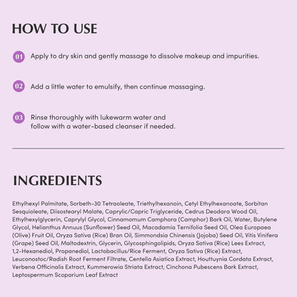 Purple Rice Pore Smoothing Cleansing Oil – Deep Cleansing for Pores & Blackheads | Korean Oil Cleanser for Face & Makeup Remover | Hydrating & Soothing Formula, 6.76 Fl.Oz