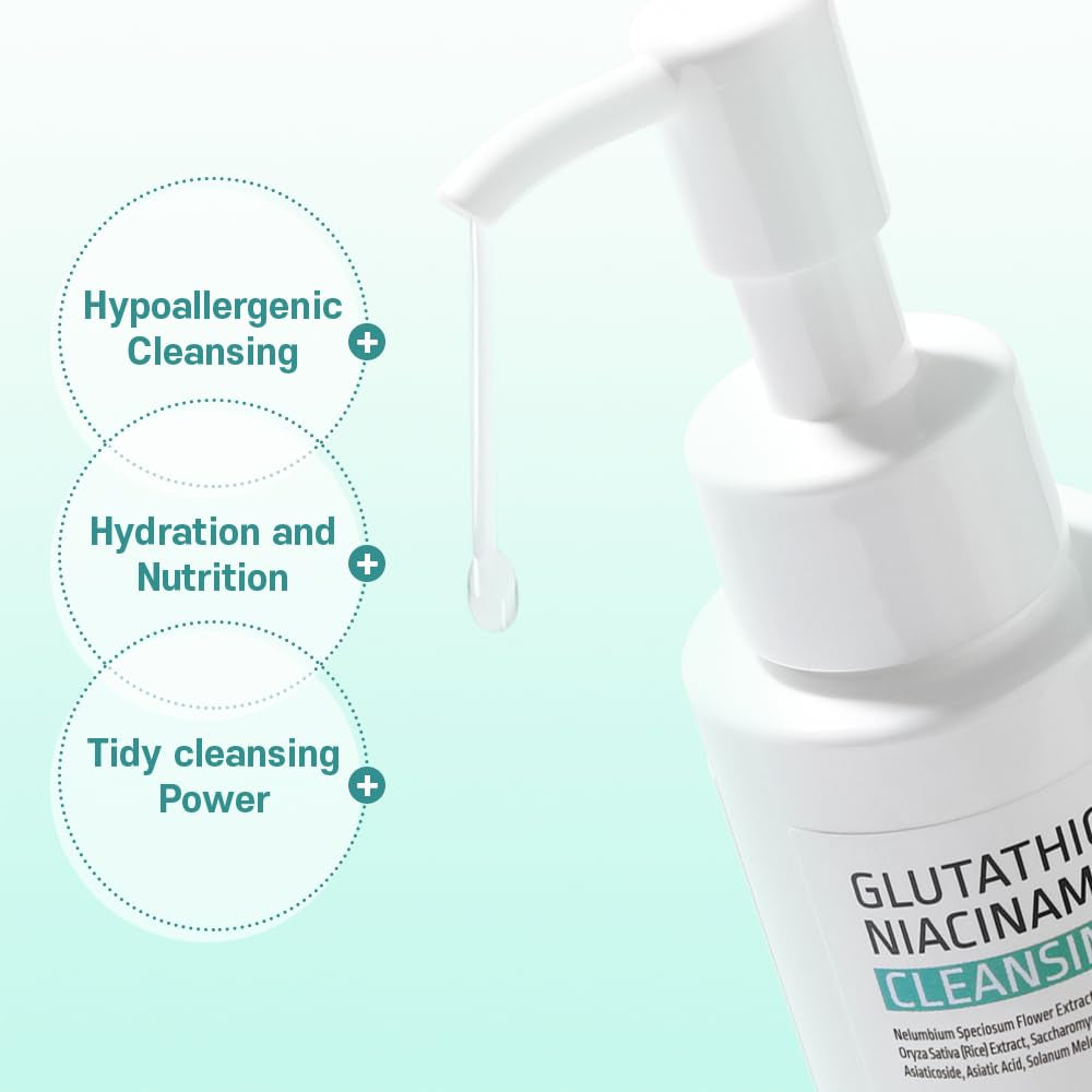 Glutathione Niacinamide Cleansing Oil | LIPO GLUTA NIAC OIL™ 85.9% 3.55 Fl.Oz/Korean Skincare, Makeup Remover for Sensitive Skin, Moisturize, Blackhead Care