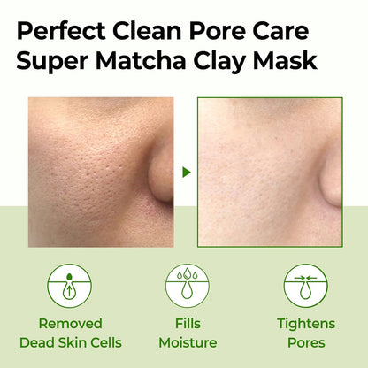 Super Matcha Pore Clean Clay Mask - 3.52Oz, 100G - Made from Match Water for Sensitive Skin - Skin Moisturizing Effect with Sebum and Pore Care - Korean Skin Care