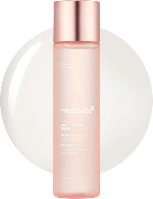 Triple Collagen Toner - Hydrolyzed, Atelo, & Soluble Collagen for Deep Hydration & Plump Skin - Fast-Absorbing Formula for All-Day Suppleness, Korean Skincare (4.73 Fl.Oz.)