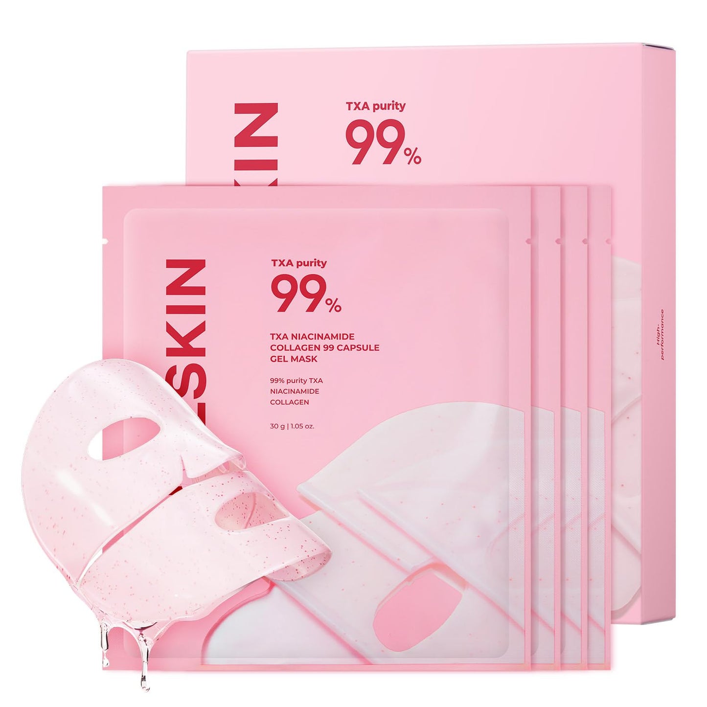 TXA Pink Capsule Gel Mask | Overnight Face Mask for Glass Glow Skin I 99% High-Purity Tranexamic Acid 3 for Uneven Skin Tone I Elasticity, Hydrating and Firming I Korean Skincare I 30G X 4Ea