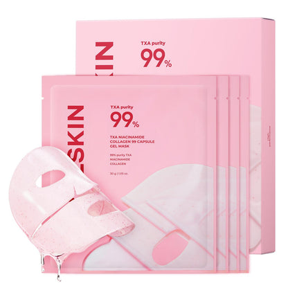 TXA Pink Capsule Gel Mask | Overnight Face Mask for Glass Glow Skin I 99% High-Purity Tranexamic Acid 3 for Uneven Skin Tone I Elasticity, Hydrating and Firming I Korean Skincare I 30G X 4Ea