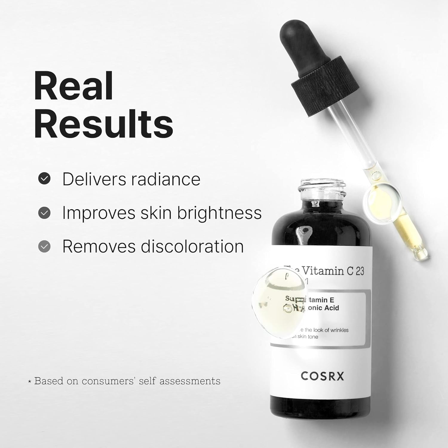 Pure Vitamin C 23% Serum with Vitamin E & Hyaluronic Acid, Brightening & Hydrating Facial Serum for Fine Lines, Uneven Skin Tone & Dull Skin, 0.7Oz/20G, Korean Skin Care