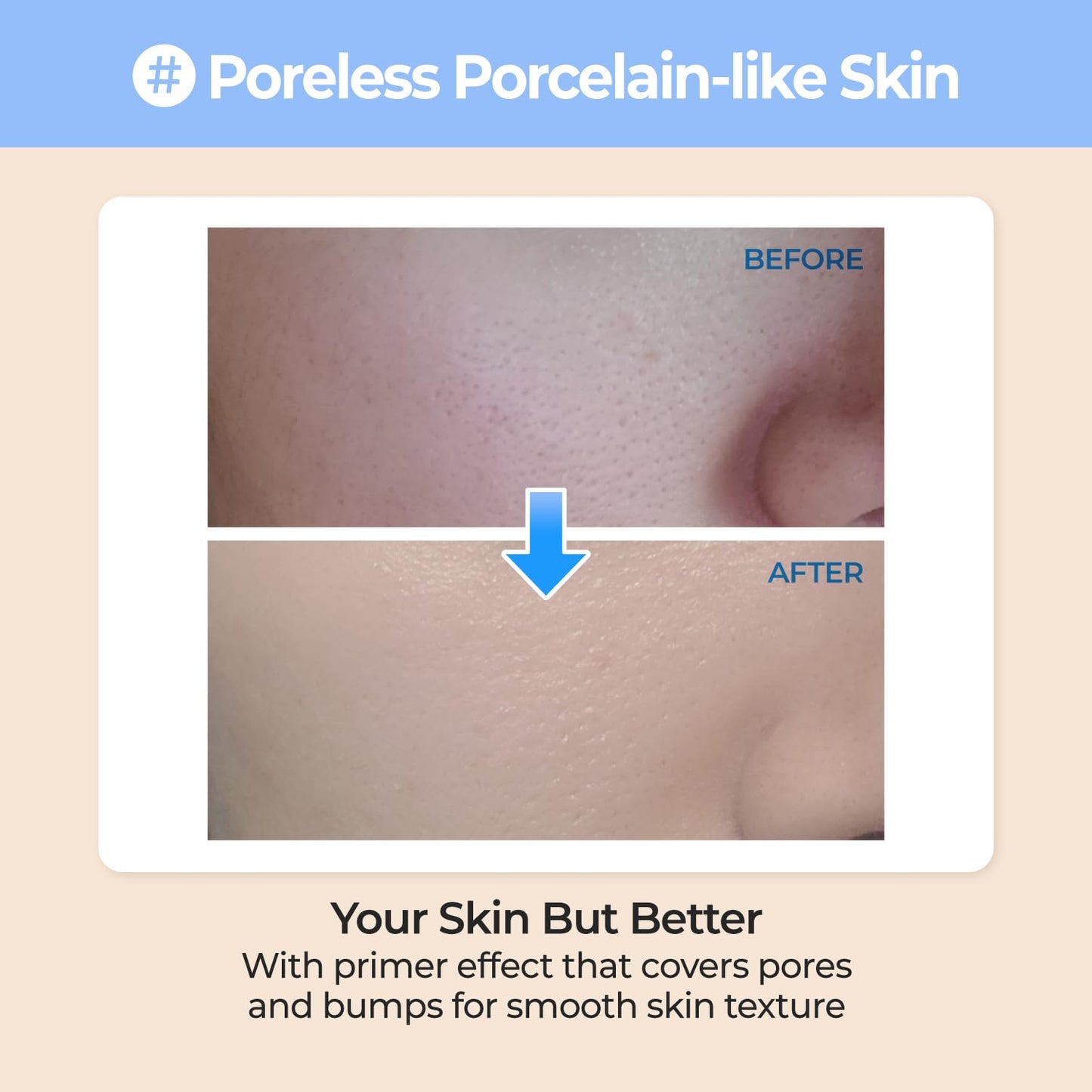 No.3 Porcelain Base-Skip Tone up Beige | SPF50+ PA++++ | Lightweight, Hydrating | Zinc Oxide, Niacinamide | Sheer, Natural Finish, Evens Skin Tone | Korean Skincare 1.69 Fl. Oz.