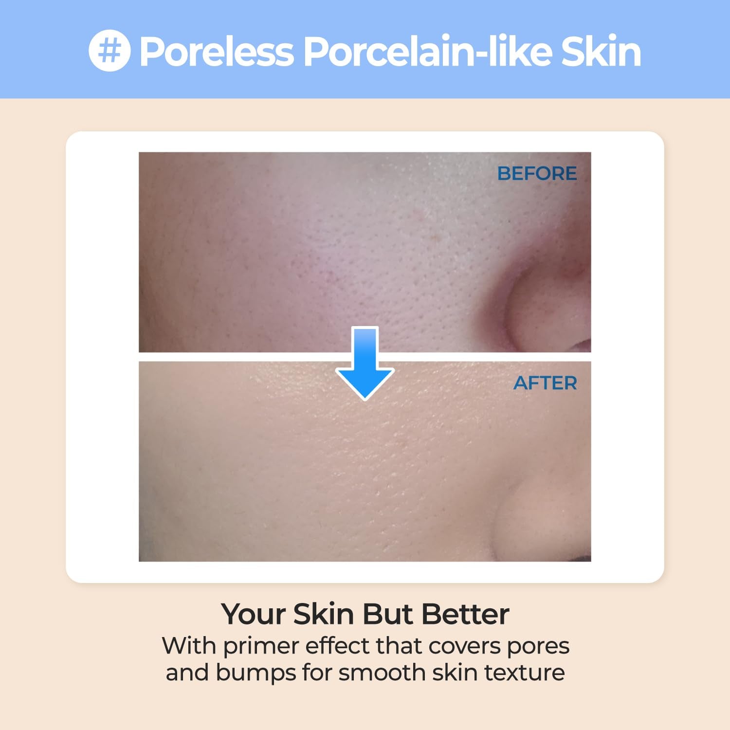 No.3 Porcelain Base-Skip Tone up Beige | SPF50+ PA++++ | Lightweight, Hydrating | Zinc Oxide, Niacinamide | Sheer, Natural Finish, Evens Skin Tone | Korean Skincare 1.69 Fl. Oz.