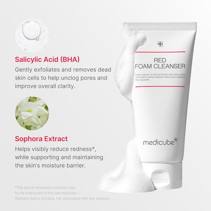 Red Foam Cleanser - Deeply Cleanses, Remove Impurities, Control Sebum, | Korean Skincare