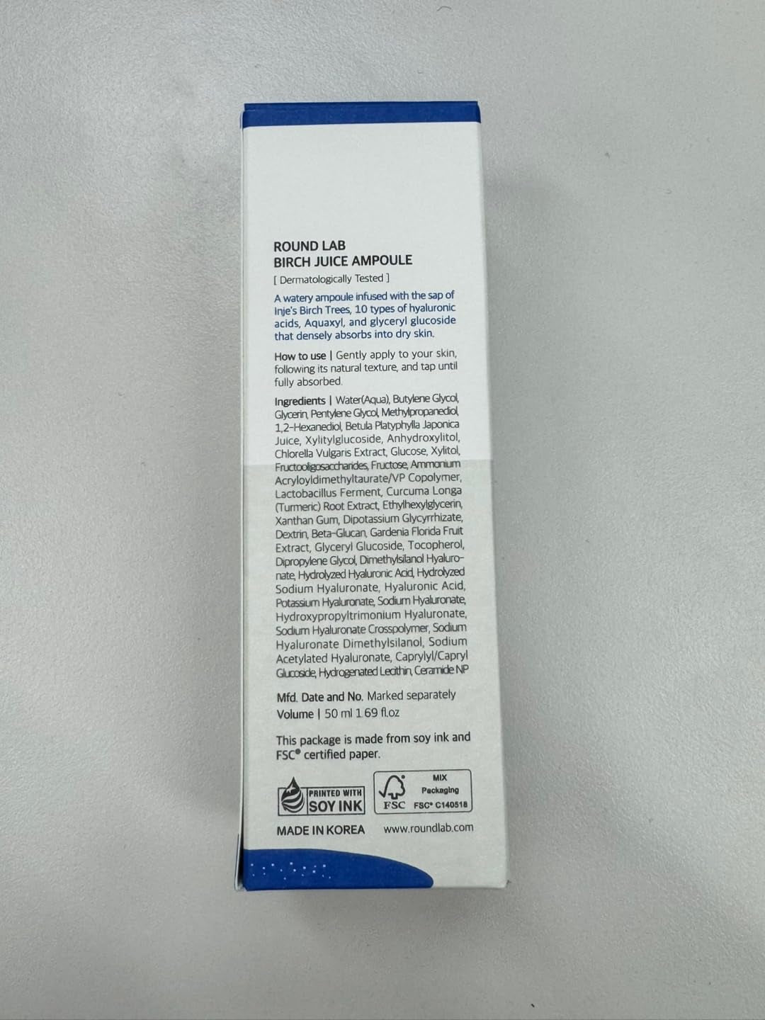 Birch Juice Moisturizing Ampoule 1.69 Fl Oz, 7-Second Hydration Absorption, 72-Hour Long-Lasting Moisture, Watery Texture for Layering, Face Moisturizer for Sensitive Skin, Korean Skincare