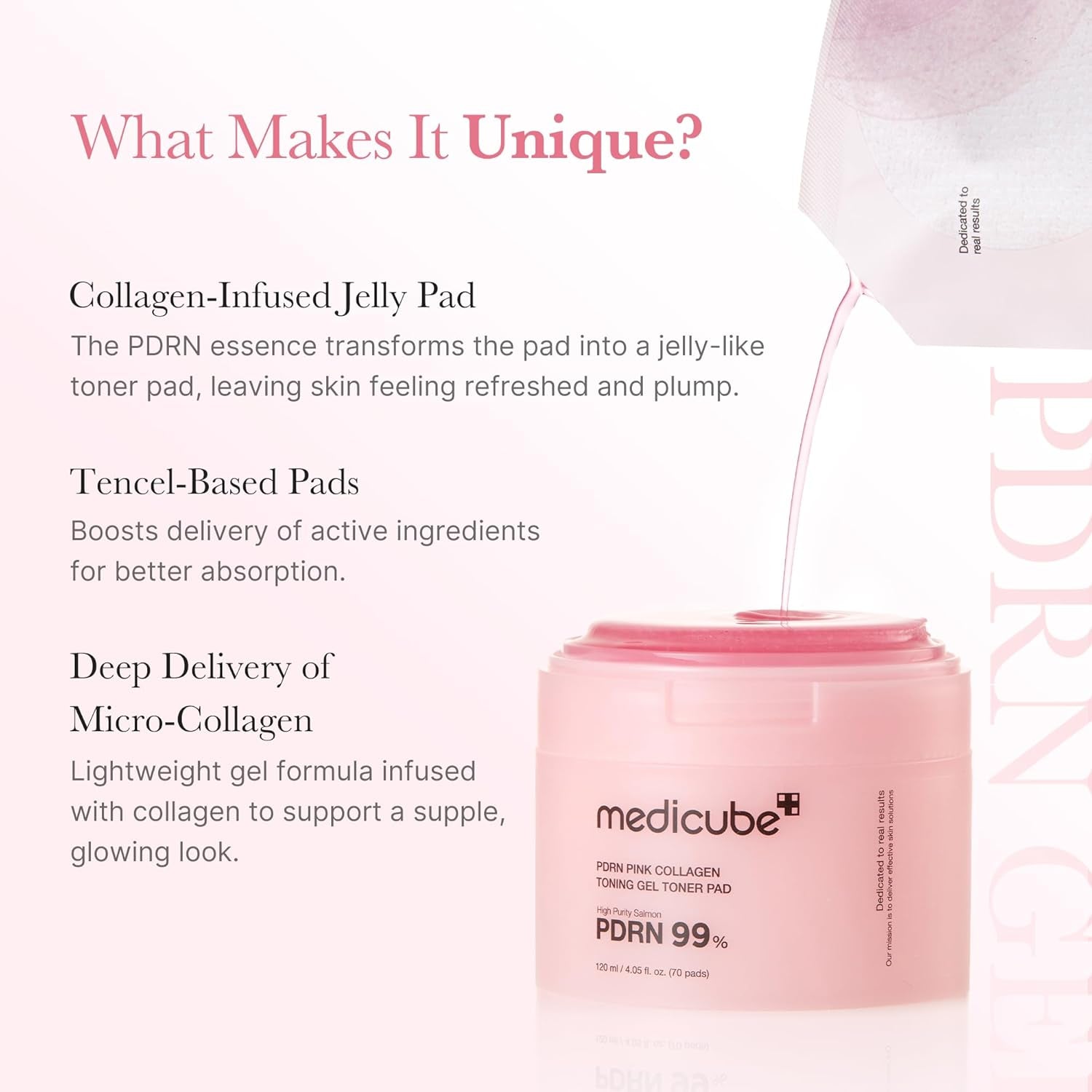 Salmon DNA PDRN Pink Collagen Jelly Pad | Korean Gel Toner Pads with Niacinamide, Madecassoside, Retinol | Soothing, Radiance & Uneven Skin Tone | Korean Skin Care | 70Pads