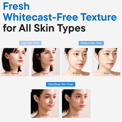 Beta-Glucan Water Barrier Moisture Daily Sunscreen Matte & No White Cast SPF 50+ PA++++ Vegan Lifting & Plumping Moisturizing Daily Sun Cream for Dry Oily Sensitive Skin Korean Skincare
