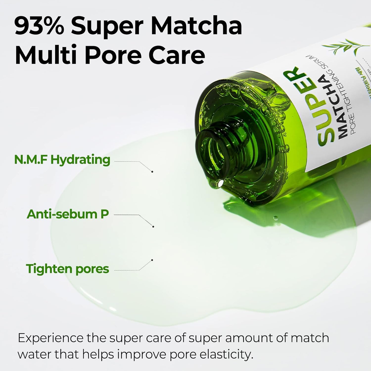 Super Matcha Pore Tightening Serum - 1.69Oz, 50Ml - Made from Match Water for Sensitive Skin - Skin Moisturizing and Purifying Effect - Blackheads, Sebum and Pore Care - Korean Skin Care