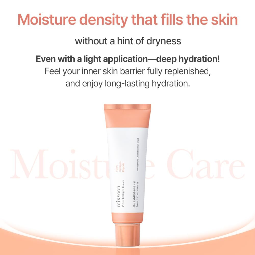 PDRN Collagen Cream 1.69 Fl. Oz / 50Ml Radiance with Plant-Based PDRN, Collagen Peptides Hyaluronic Acid Lightweight Korean Gel Moisturizer Elasticity Korean Glass Skin Care